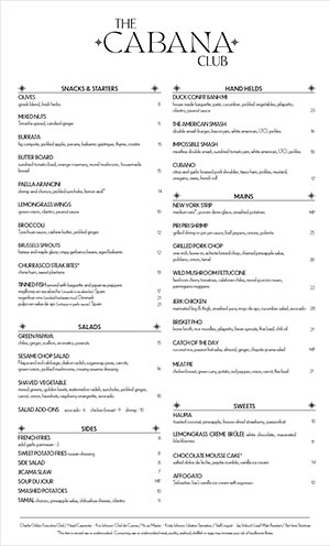 dinner and lunch menu