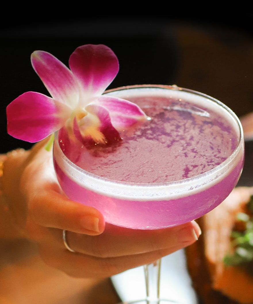 Cabana club cocktail with a flower